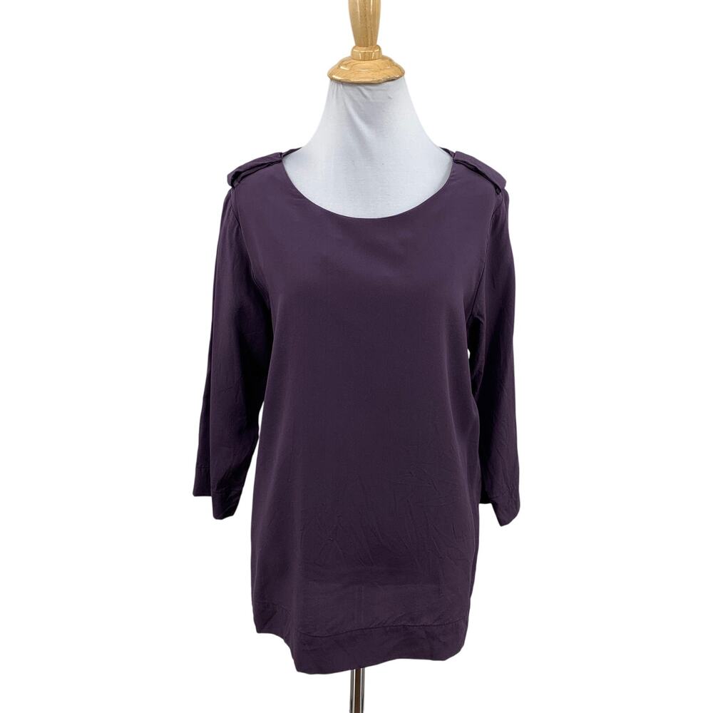 Lacoste Top Womens 36 US S Silk Utility Chic Longline Epaulette Shoulder Tabs